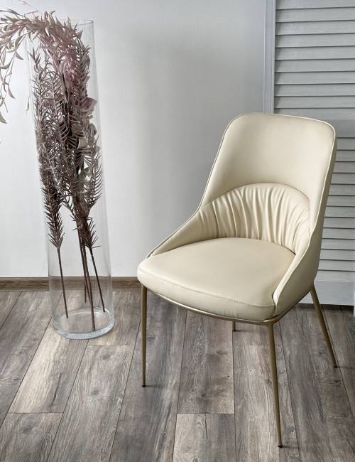 Стул АБРИОЛА (ABRIOLA) цвет МОЛОЧНЫЙ Milk T1-02, экокожа / шампань, ®DISAUR