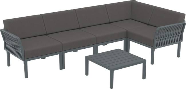 Комплект пластиковой мебели Portofino Lounge Corner темно-серый, темно-серый