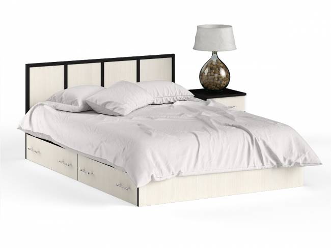 Кровать с ящиками 1400 с тумбой Сакура цвет венге/дуб лоредо