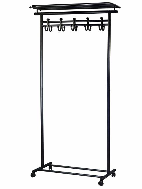 Вешалка напольная на колесах М 9 чёрный с крючками