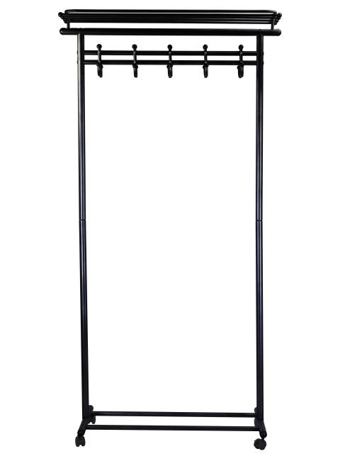 Вешалка напольная на колесах М 9 чёрный с крючками