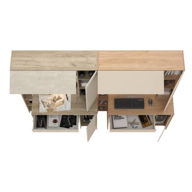 Два стола с надстройкой Комфорт 12.71 цвет дуб крафт серый/шёлковый камень/гикори рокфорд натуральный/сатин