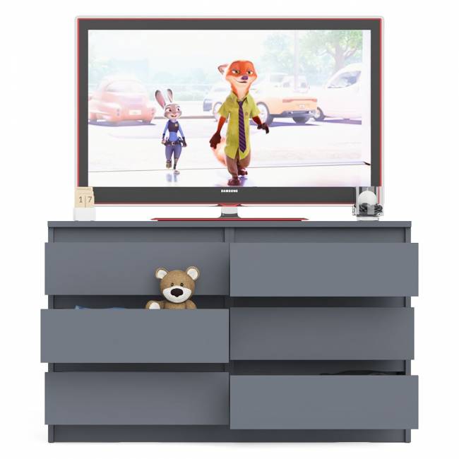 Широкий комод шесть ящиков Мори МК1200.6 цвет графит