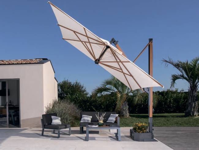 Зонт профессиональный 3х4 м Galileo Wood имитация ироко, слоновая кость 3000х4000 мм