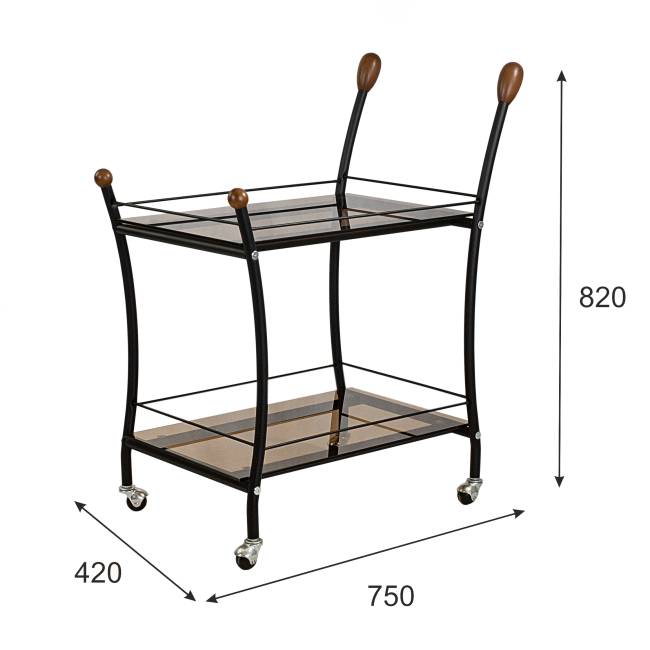 Стол сервировочный Поло чёрный/тонированное стекло