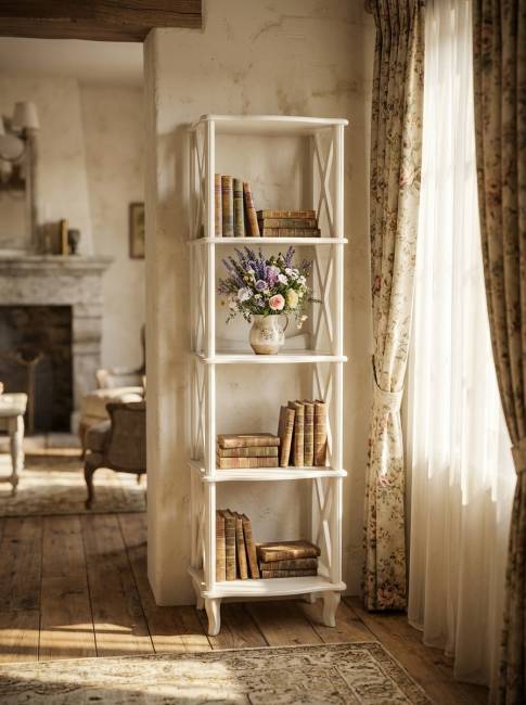 Этажерка-стеллаж Джульетта 4 уровня, молочный дуб Л