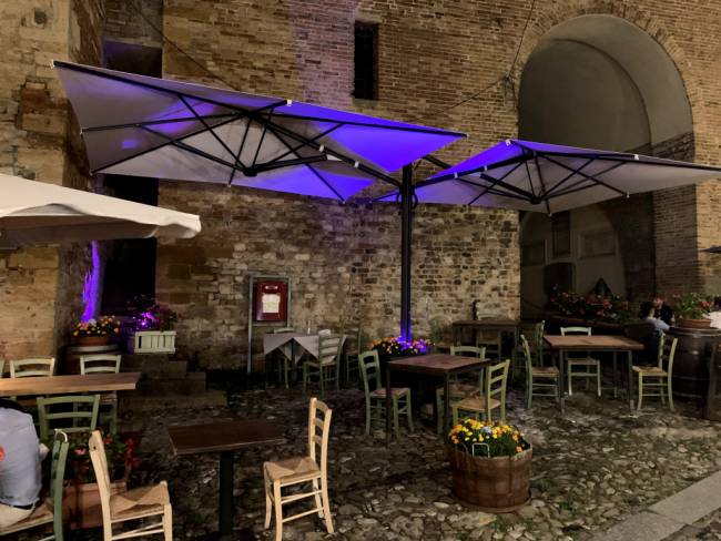 Зонт профессиональный двухкупольный 3.5х7.5 м Galaxia Dual T Carbon антрацит, слоновая кость 3500х7500 мм