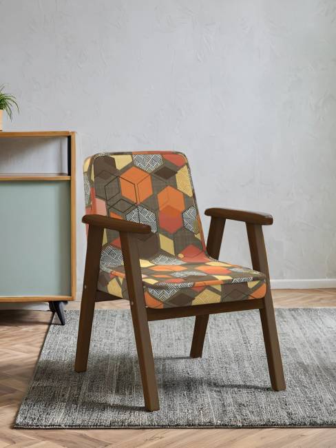 Кресло Ретро ткань геометрия коричневый, каркас орех Кресло Ретро ткань геометрия коричневый, каркас орех