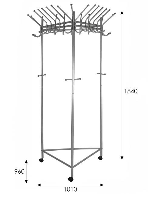 Вешалка напольная на колесах Пико 21 металлик