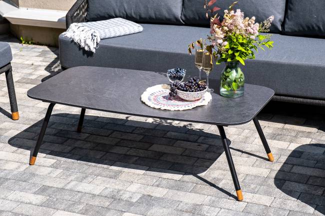 "Верона" лаунж-зона 5-местная плетеная из роупа (веревки), каркас алюминиевый темно-серый, роуп темно-серый