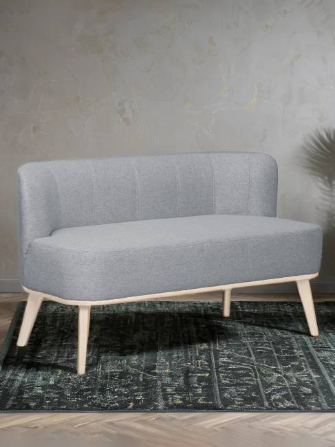 Диван Жирон ткань серый, каркас лак