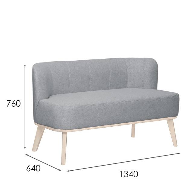 Диван Жирон ткань серый, каркас лак