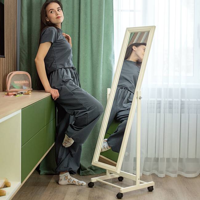 Зеркало напольное BeautyStyle 27 слоновая кость 135 см х 42,5 см