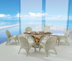 Cтол обеденный "Вельс", из натурального ротанга, белый, бронза Cтол обеденный "Вельс", из натурального ротанга, белый, бронза