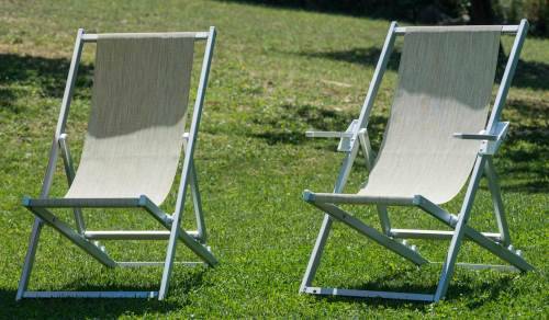 Кресло-шезлонг текстиленовое складное Sdraio серебристый, бежевый 590х1050х1090 мм