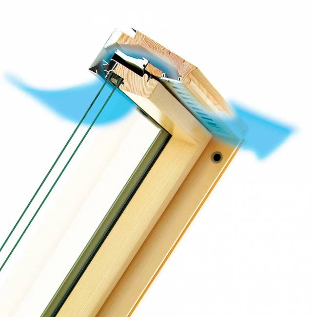 Мансардное окно FTP-V U3 со среднеповоротным способом открывания Мансардное окно FTP-V U3 со среднеповоротным способом открывания