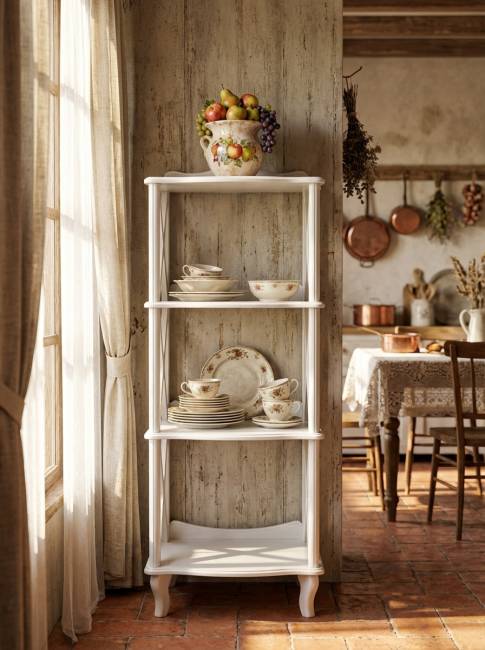 Этажерка-стеллаж Джульетта 3 уровня, молочный дуб Л