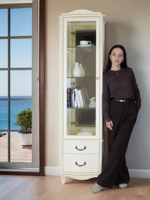 Шкаф-витрина Джульетта, дуб шампань Л