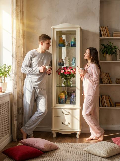 Шкаф-витрина Джульетта, дуб шампань Л