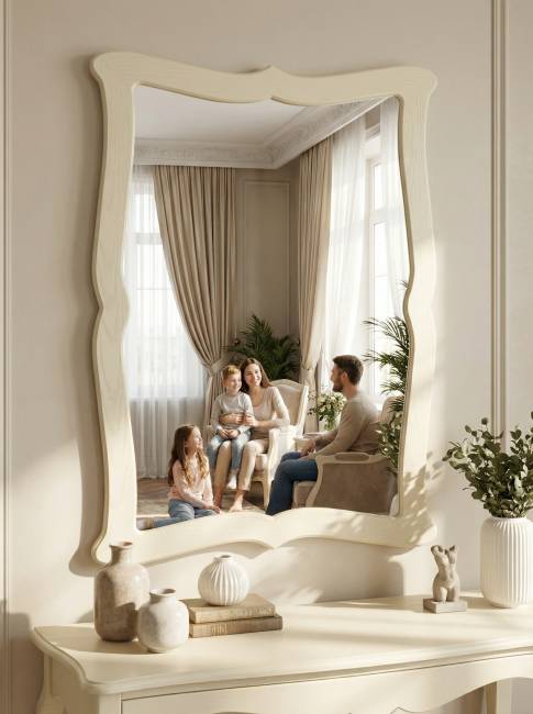 Зеркало навесное Берже 23 слоновая кость 97 см х 67 см