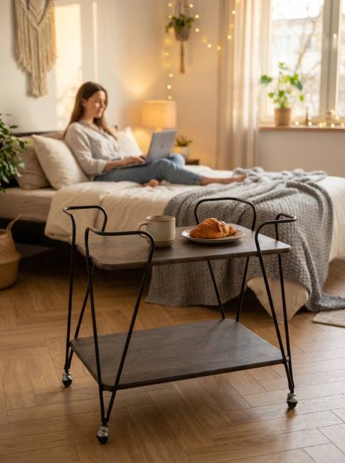 Стол сервировочный Эстер черный/дуб маррон