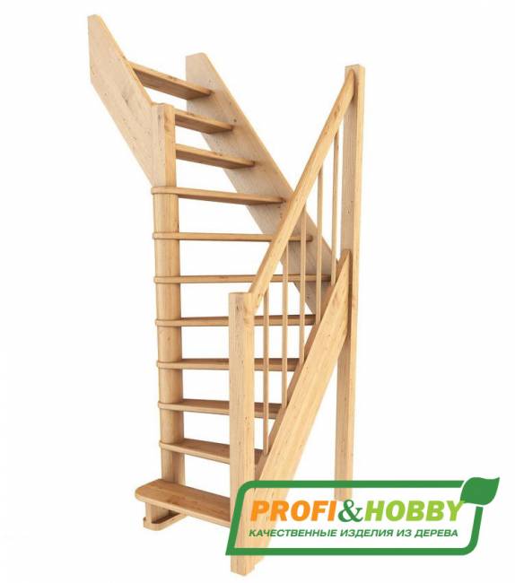 Деревянная лестница ЛС-91М Базовая под покраску