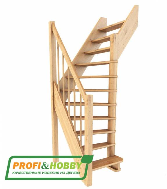 Деревянная лестница ЛС-91М Базовая под покраску