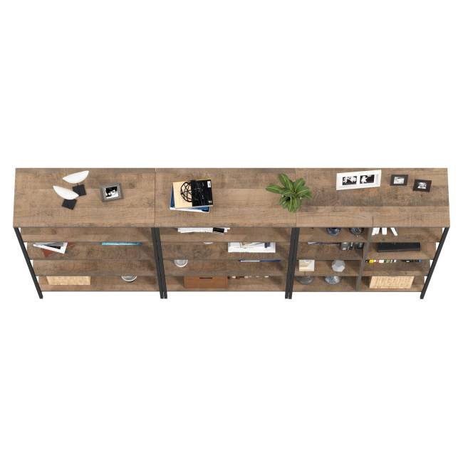 Два открытых стеллажа и стеллаж 13.151.02 Трувор цвет дуб гранж песочный/интра Два открытых стеллажа и стеллаж 13.151.02 Трувор цвет дуб гранж песочный/интра