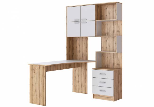 Компьютерный стол Ганор левый дуб вотан / белый