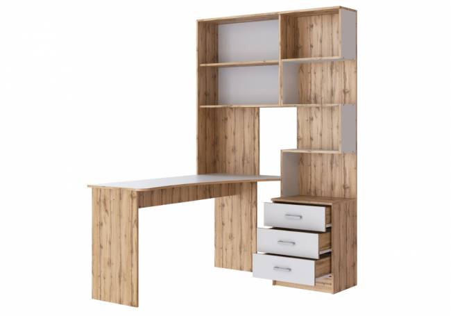 Компьютерный стол Ганор левый дуб вотан / белый