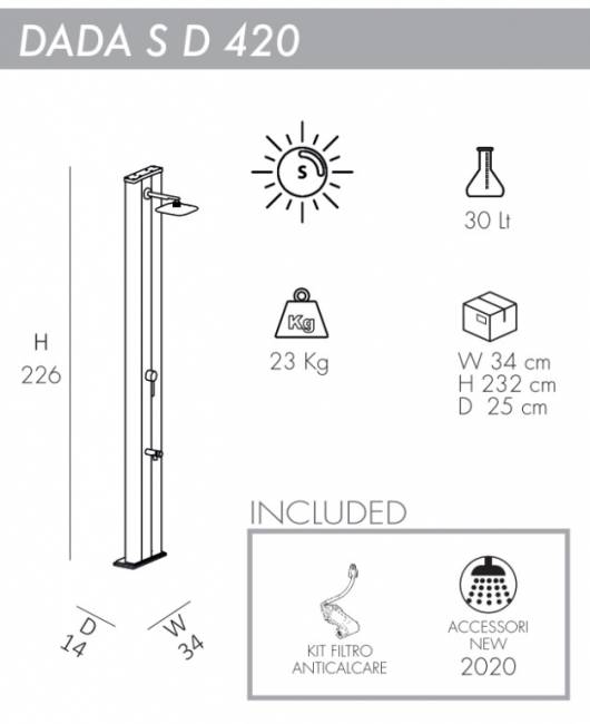 Душ солнечный Dada S D 420 140х340х2260 мм