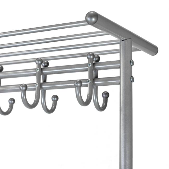 Вешалка напольная на колесах М 9 металлик с крючками
