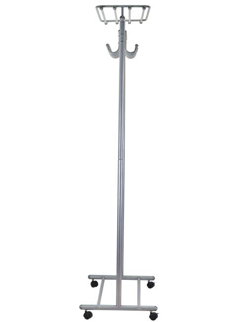 Вешалка напольная на колесах М 9 металлик с крючками