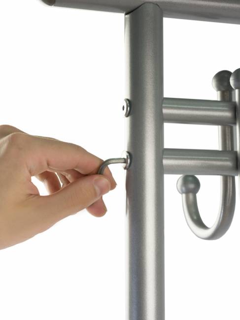 Вешалка напольная на колесах М 9 металлик с крючками