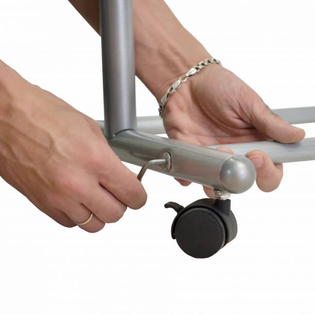 Вешалка напольная на колесах М 9 металлик с крючками