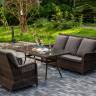 "Гляссе" обеденная группа из искусственного ротанга, цвет коричневый