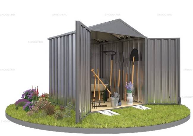 Хозблок SKOGGY секционный с двускатной крышей 2 х 2 м, цинковый