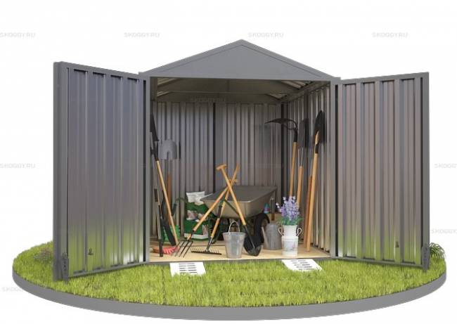 Хозблок SKOGGY секционный с двускатной крышей 2 х 2 м, цинковый