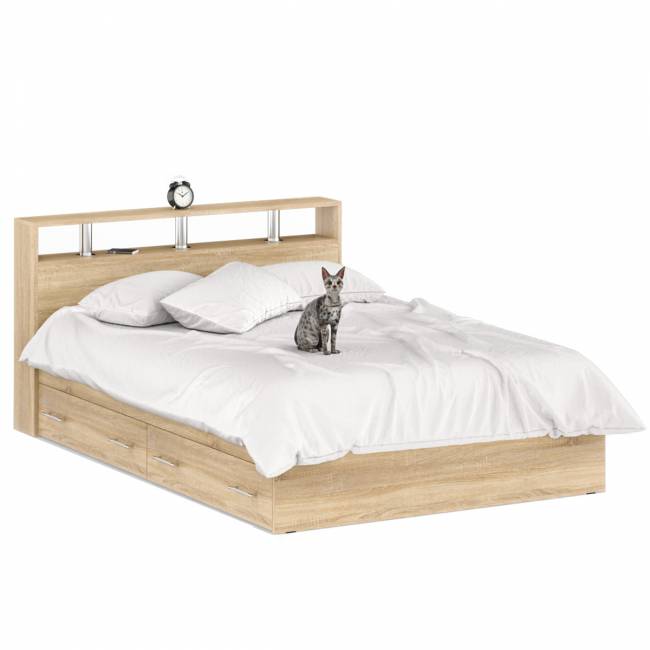 Кровать с ящиками Камелия 1400 цвет дуб сонома Кровать с ящиками Камелия 1400 цвет дуб сонома