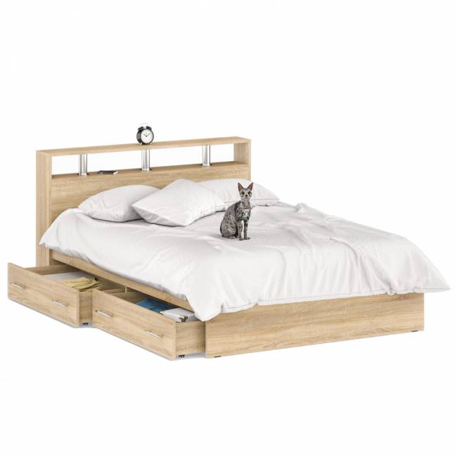 Кровать с ящиками Камелия 1400 цвет дуб сонома Кровать с ящиками Камелия 1400 цвет дуб сонома