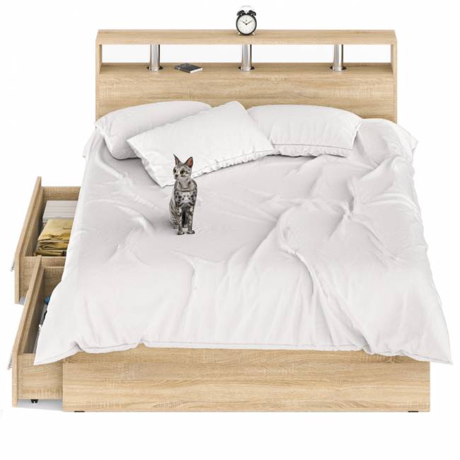 Кровать с ящиками Камелия 1400 цвет дуб сонома Кровать с ящиками Камелия 1400 цвет дуб сонома