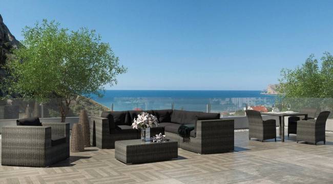 Комплект для отдыха "Севилья", из искусственного ротанга , 1+1+1, серый, темно-серый.