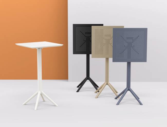 Стол пластиковый барный складной Sky Folding Bar Table 60 темно-серый 600х600х1080 мм