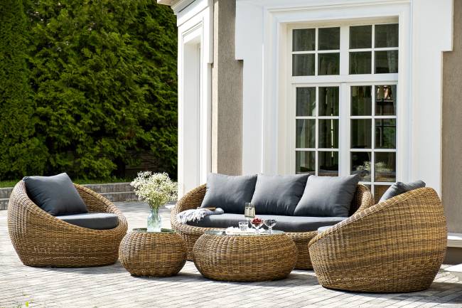 "Барселона" лаунж-зона из искусственного ротанга, цвет соломенный