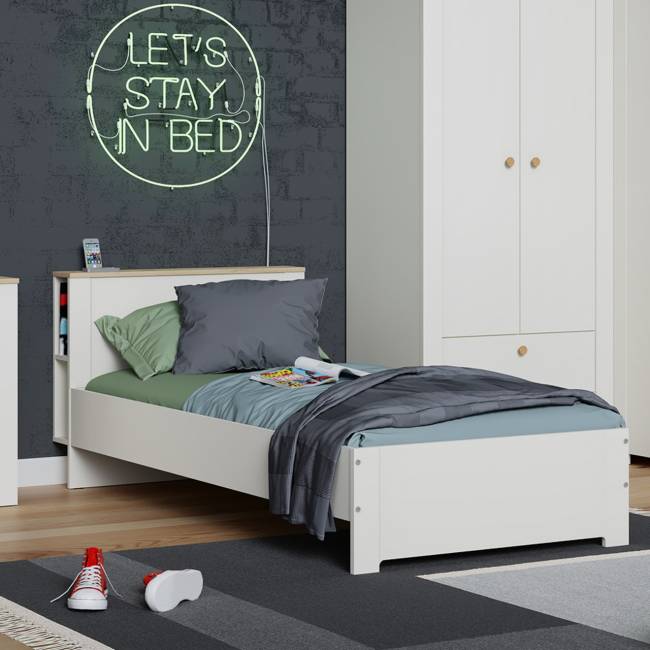 Кровать детская Джастин 11.54 цвет белый шагрень/дуб белый эксклюзив