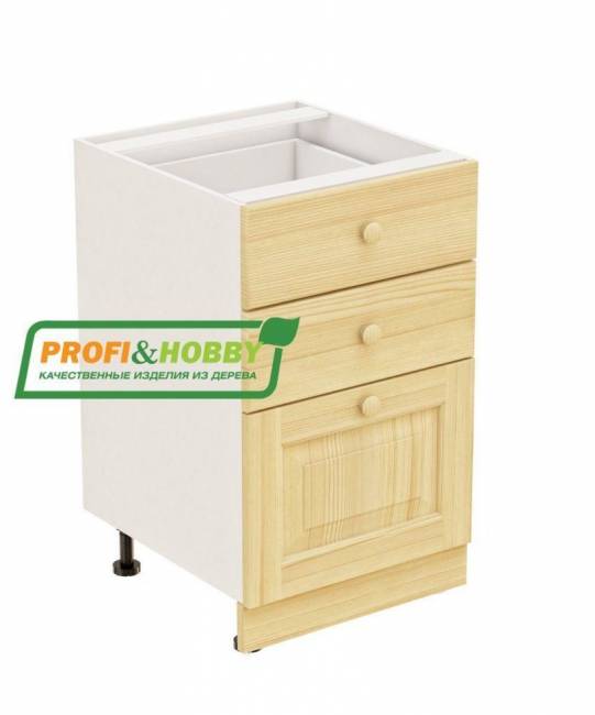 Тумба 3 ящика 500х530х720 + фасад сосна без покраски