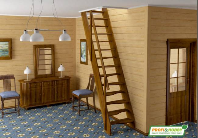 Деревянная лестница К-007м/28 под покраску Деревянная лестница К-007м/28 под покраску