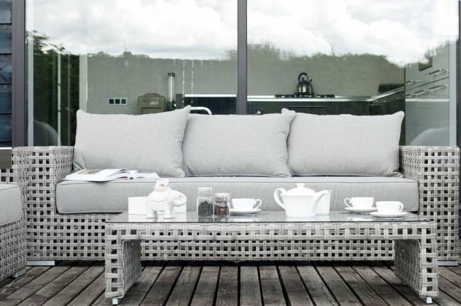 "Тито" журнальный столик из искусственного ротанга, цвет серый "Тито" журнальный столик из искусственного ротанга, цвет серый