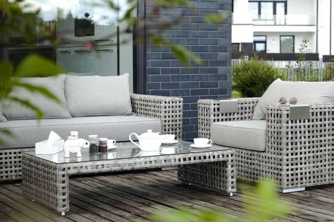 "Тито" журнальный столик из искусственного ротанга, цвет серый "Тито" журнальный столик из искусственного ротанга, цвет серый