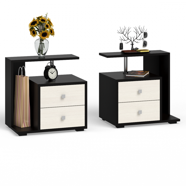 Кровать с ящиками 1800 Камелия + две тумбы цвет венге/дуб лоредо